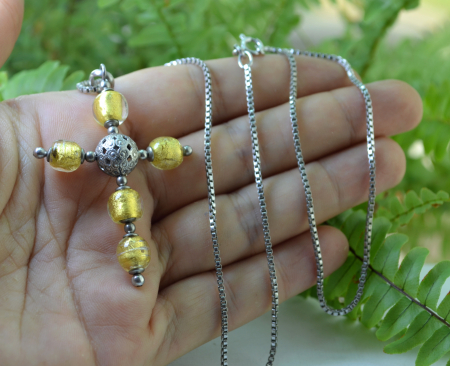 Lant argint cruce argint Murano Glass Gold Foil [1]