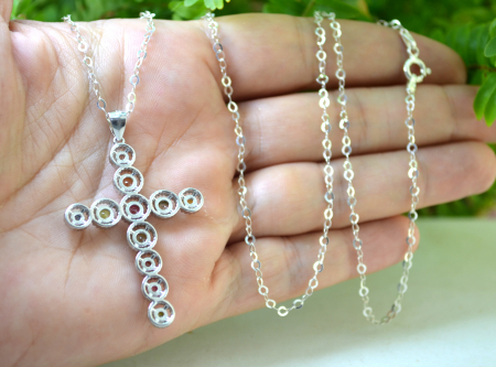 Lant argint cruce argint, Turmalina colorata [2]