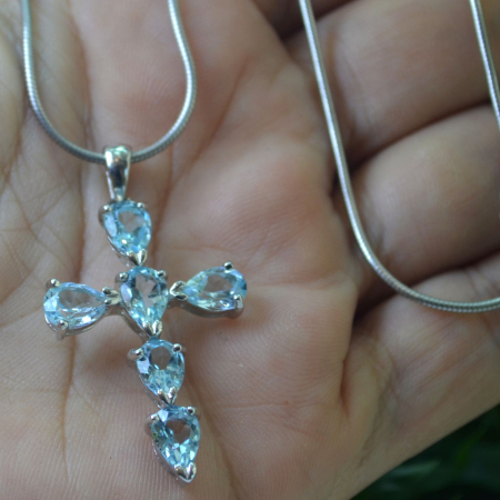 Lant argint cruce Blue Sky Topaz A Vintage Collection [1]