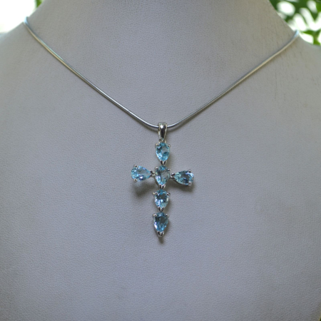 Lant argint cruce Blue Sky Topaz A Vintage Collection [3]