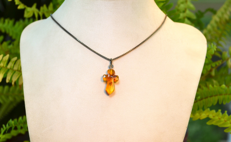 Lant argint cruce veche din chihlimbar natural [3]