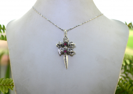 Lant argint cu amuleta tibetana din argint Phurba - Dorje [3]