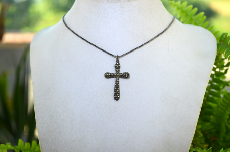 Lant argint cu cruce argint veche, marcasite [3]