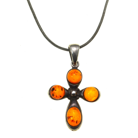 REDUCERI - Lant argint cu cruce chihlimbar vintage A Vintage Collection