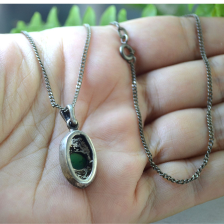 Lant argint cu pandant Agat verde si Marcasite A Vintage Collection [2]