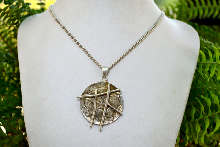 Lant argint vintage pandant argint design modernist brutalist scandinav [3]