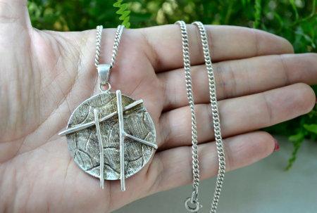 Lant argint vintage pandant argint design modernist brutalist scandinav [1]