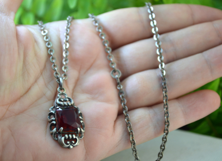 Lant argint cu pandant argint interbelic, Bohemian Crystal [1]