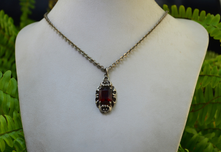 Lant argint cu pandant argint interbelic, Bohemian Crystal [3]