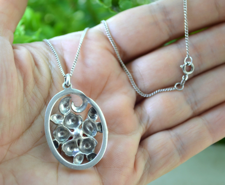 Lant argint cu pandant argint vechi Jugendstil, Coral [2]