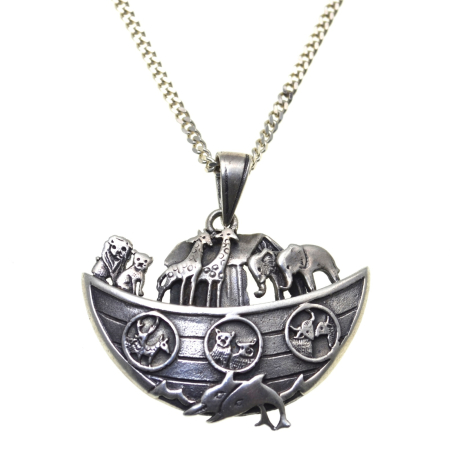 Coliere si lanturi argint - Lant argint cu pandant argint vintage Arca lui Noe