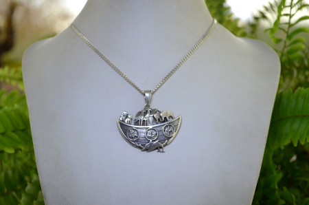 Lant argint cu pandant argint vintage Arca lui Noe [2]