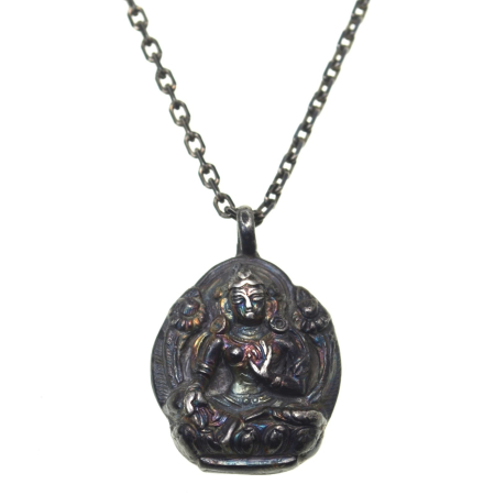 Coliere si lanturi argint - Lant argint cu pandant budist vintage, amuleta tibetana A Vintage Collection