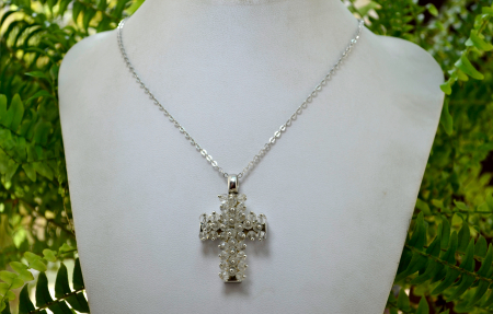 Lant argint cu pandant cruce argint cristale fatetate semnat designer italian by simon [3]