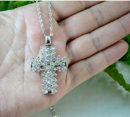 Lant argint cu pandant cruce argint cristale fatetate semnat designer italian by simon [1]