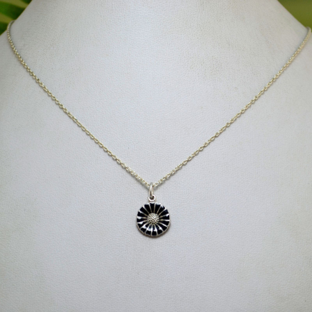 Lant argint cu pandant Georg Jensen email negru model Daisy [3]