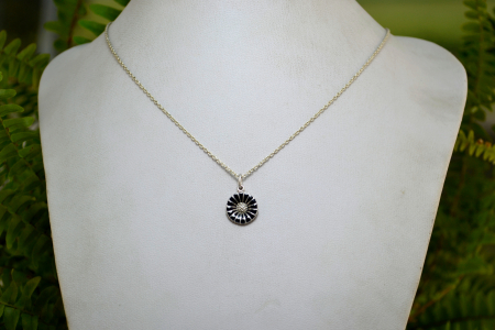 Lant argint cu pandant Georg Jensen email negru model Daisy [3]
