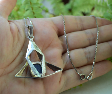 Lant argint cu pandant Mid-Century, Sodalit [2]