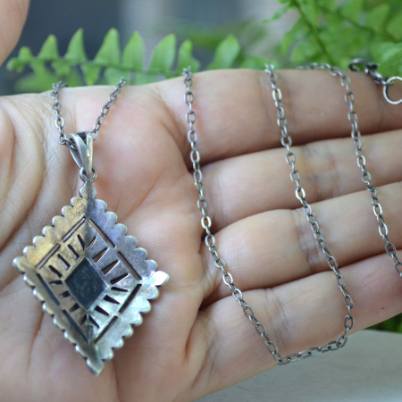 Lant argint cu pandant Onix si Marcasite, Art Deco A Vintage Collection [2]