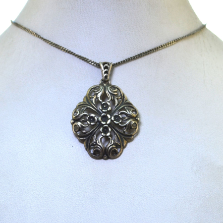 Lant argint cu pandant vechi austriac, Rose Cross [3]