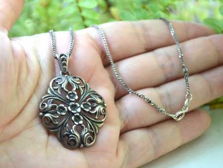 Lant argint cu pandant vechi austriac, Rose Cross [1]