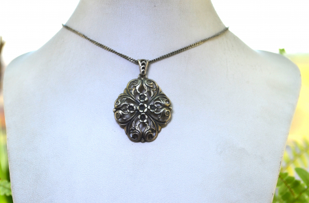 Lant argint cu pandant vechi austriac, Rose Cross [3]