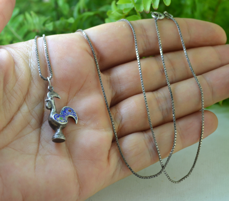 Lant argint cu pandant vintage Cocos de Barcelos [2]