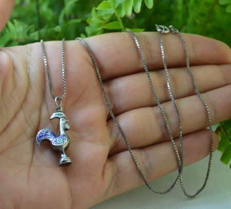 Lant argint cu pandant vintage Cocos de Barcelos [1]