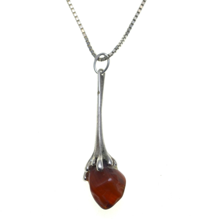 Pietre naturale - Lant argint cu pandant vintage modernist, Agat A Vintage Collection