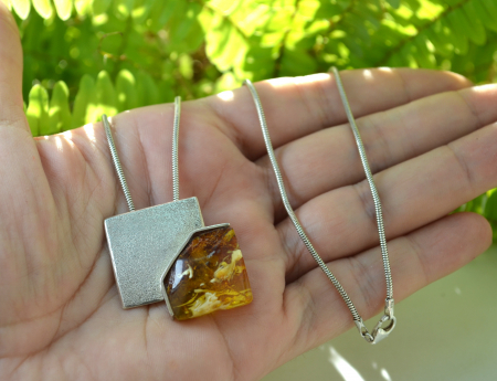 lant argint pandantiv argint chihlimbar natural [1]