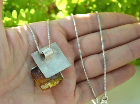 lant argint pandantiv argint chihlimbar natural [2]