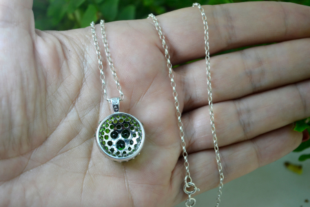 Lant argint pandantiv argint cristale verzi Green Cubic Zirconia contemporan [2]