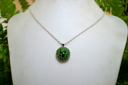 Lant argint pandantiv argint cristale verzi Green Cubic Zirconia contemporan [3]