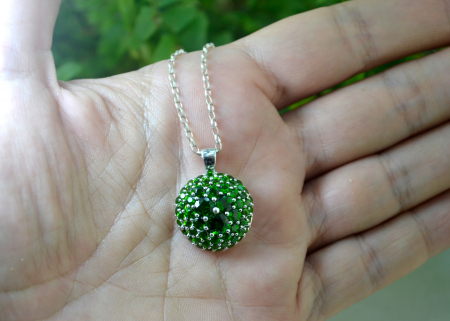 Lant argint pandantiv argint cristale verzi Green Cubic Zirconia contemporan [1]