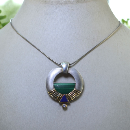 Lant argint cu pandantiv modernist geometric A Vintage Collection [3]