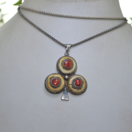 Lant argint cu trifoi oriental vintage, coral rosu A Vintage Collection [3]