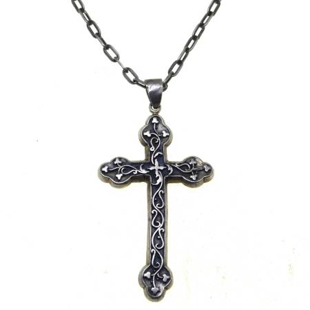 Coliere si lanturi argint - Lant argint lung cruce argint, estetica Art Nouveau