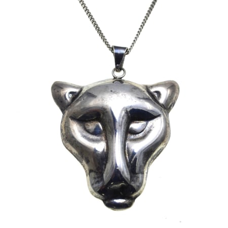 Coliere si lanturi argint - Lant argint lung pandant vintage Panthere