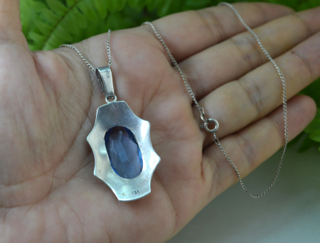 Lant argint masiv pandant argint interbelic Bohemian Topaz Crystal design geometric art deco [2]