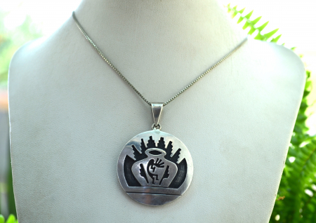 Lant argint pandant argint Hopi, zeul Kokopelli [3]