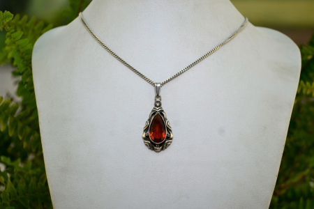 Lant argint pandant argint interbelic Bohemian Citrine Crystal art nouveau [3]