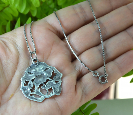 Lant argint pandant argint interbelic antic motive florale stil art nouveau [2]
