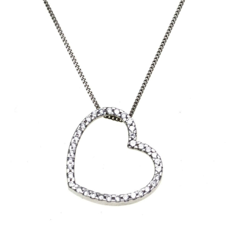 Coliere si lanturi argint - Lant argint pandant argint model Inima cristale CZ