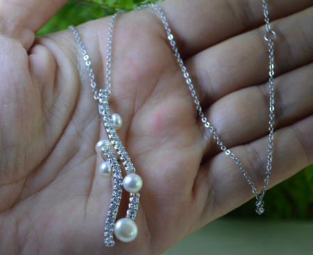 Lant argint pandant argint, perle naturale si cristale CZ [1]