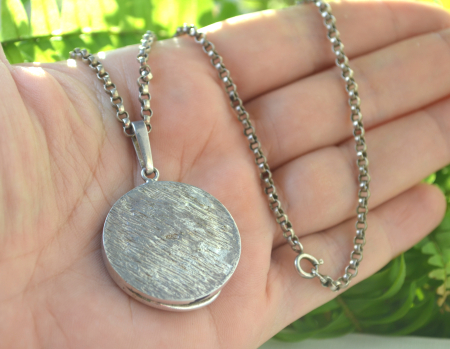 Lant argint pandant argint vintage, Jad nefrit, semnat [2]