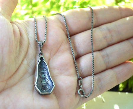 Lant argint pandant Art Deco, Red Crystal [2]