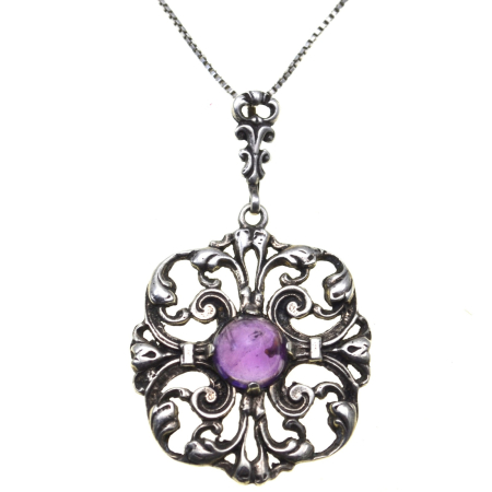 Coliere si lanturi argint - Lant argint pandant vechi scandinav, ametist