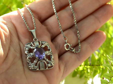Lant argint pandant vechi scandinav, ametist [1]
