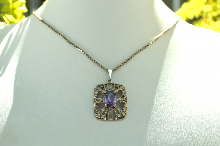Lant argint pandant vechi scandinav, ametist [3]