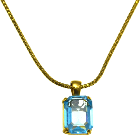 REDUCERI - Lant argint placat aur pandant decorat Czech Bohemian Blue Topaz Crystal